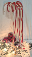 Christmas Decor! 6 Large Candy Canes (32.5" Long ea) 3 Sets of String Lights (Working) + Added Decorations