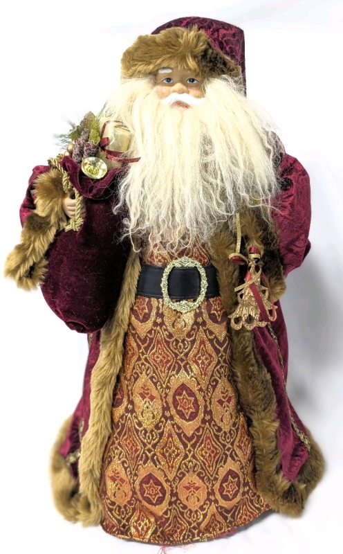 Stellar Large Saint Nicholas / Santa Claus Decor Figure in Faux Fur-Trimmed Velvet Robe | 24" / 2ft Tall!