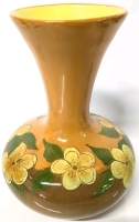 Stunning Quintessentially 1970s Handpainted Ceramic Floral Vase | 9.25" Tall