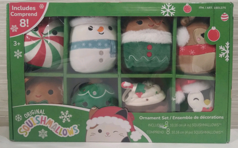 New Original Squishmellows 8pack 4" Christmas Decor Ornaments