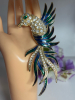 Amazing Rhinestone 6 Inch Bird Brooch Greens & Blue Enamel - 4