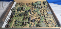 40+ Flats & 15+ Vehicles | Appears To Be German & British Plastic Military Infantry & Armored Vehicles | Largest Vehicle Measures ( 3" x 1 " x 1.5" ) Tallest Troop Measures ( 1¼" Tall" )