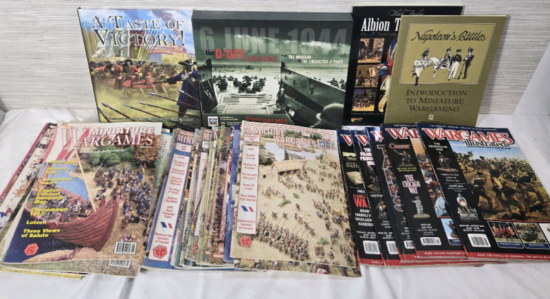 40+ | Minature Wargames & Wargames Illustraded Magazines + Some War Books ( D- Day Experience)| | Largest Book Measures 12" x 10"