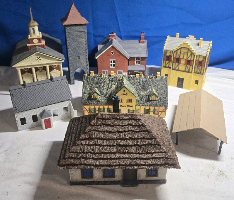 8 Pcs | Assorted Buildings For Scene Decoration | Includes, Houses, Tower, & More! | Largest Building Measures 8" x 4" x 7¾"