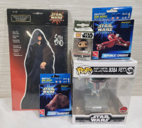 New STAR WARS: Funko Pop! BOBA FETT , Funko Pop! Pocket " Fennec Shand " , Mini Model " Republic Cruiser & Large Transport " Models and Sith Lord Pop-Out Character