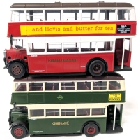 2 CORGI 1:76 Scale Diecast Double Decker Utility Buses | 86A Stratford & 722 Green Line | 2.15" Tall ea