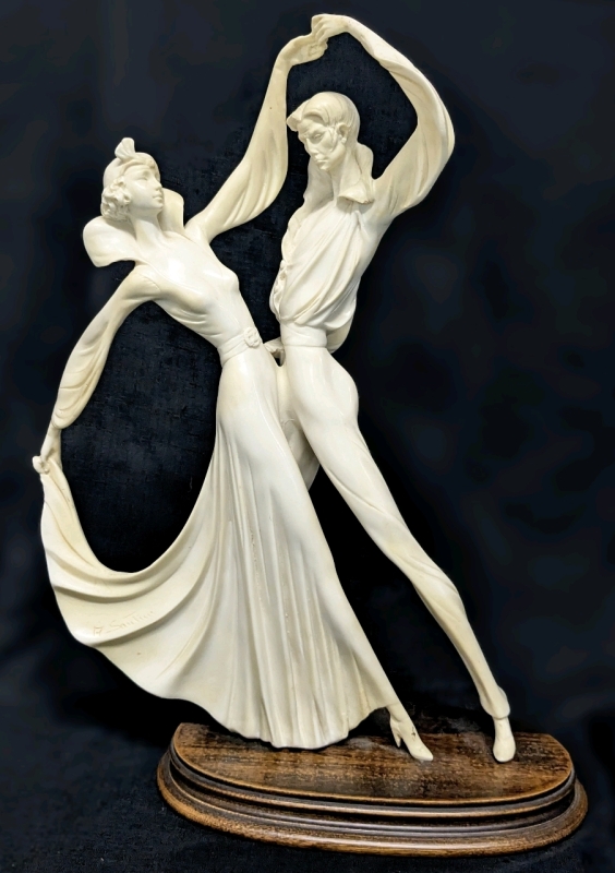 Signed Stunning Large Art Deco A SANTINI Italy Sculpted Classic Figure on Wooden Base | 20" Tall