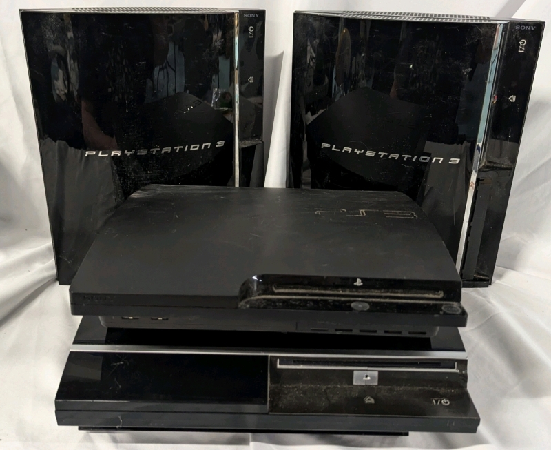 3 Playstaion 3's and 1 Playstation 3 Slim. Good For Parts. No Cables, Connectors, or Controllers Includes.