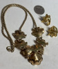 Lovely Vintage 1950s inverted 5 Flower Rhinestone Bagette Stanems Chaton Necklace Hogh End Earrings - 6