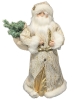 Incredible Very Large Saint Nicholas / Santa Claus Decor Figure in Ornately Detailed Gold & White Robe w Faux Fur Trim & Christmas Tree | 30" / 2.5ft Tall!