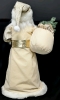 Incredible Very Large Saint Nicholas / Santa Claus Decor Figure in Ornately Detailed Gold & White Robe w Faux Fur Trim & Christmas Tree | 30" / 2.5ft Tall! - 4