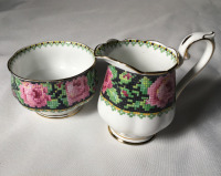 Royal Albert Needle Point Cream and Sugar Bowl