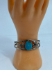 Sterling Silver DB Navajo Turquoise Open Cuff Bracelet Sterling Overlay Stamped Signed - 4