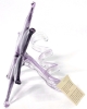 Lovely Purple & Silver Murano-Style Art Glass Flower w Curling Stem | Made in Italy | Bloom 9.5" x 10", Stem 5" Long - 3