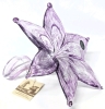 Lovely Purple & Silver Murano-Style Art Glass Flower w Curling Stem | Made in Italy | Bloom 9.5" x 10", Stem 5" Long - 7