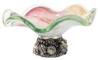 Murano Art Linea Mary Crystal Glass Candy Dish w Vegetable-Themed Base | Made in Italy | 5.5" Diameter x 3" Tall