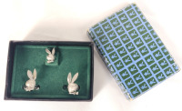 Vintage Playboy Bunny Cufflinks & Tie Pin Set with Original Box