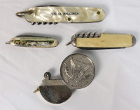 Vintage Windsor American Eagle Lighter & Three (3) Vintage Folding Pocket Knives