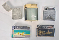 Vintage Lighter Lot . Four (4) Lighters & One (1) Slim Lighter Case . Ronson , Colibri , Hi-Lite