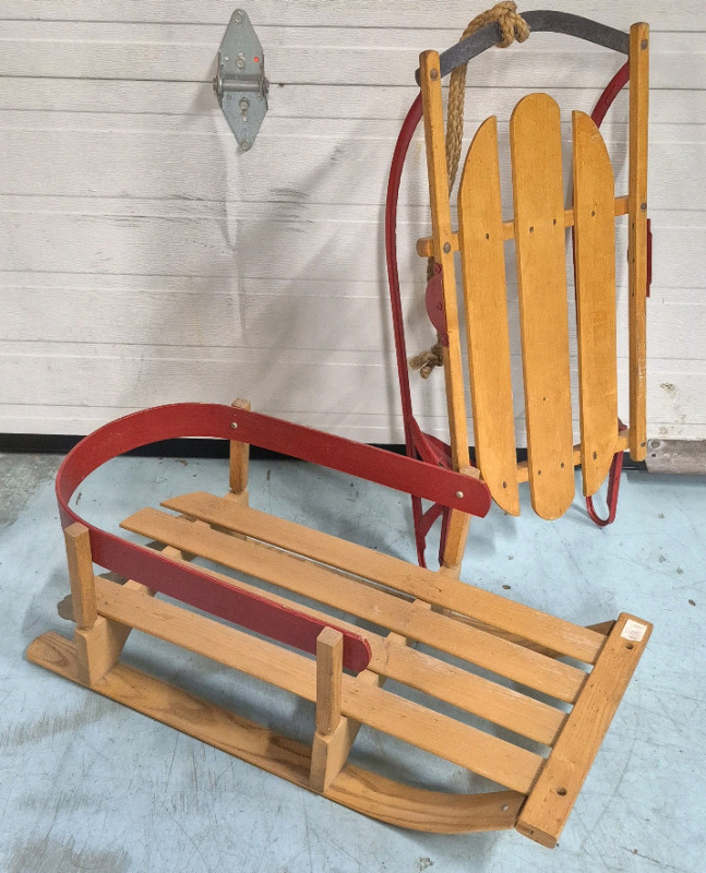 2 Wooden/Metal Sleighs