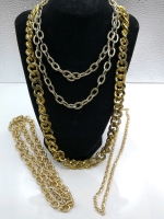 4 Chain Link Gold Tone Necklaces