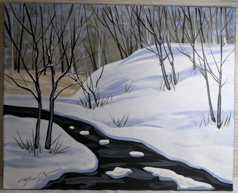 "Winter Creek" Oil On Canvas By Mark Grove Signed Caledon Ontario