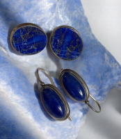 Two Fantastic Sterling Lapis Lazuli Pierced Earrings