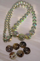 AB Bead Necklace 6 Genuine Mother Of Pearl Buttons