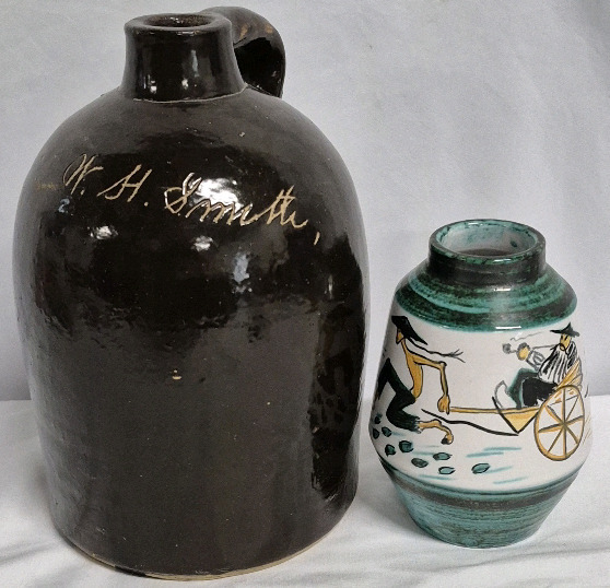 Vintage Pottery Jug 9.5" Tall & Vase 5.5" Tall