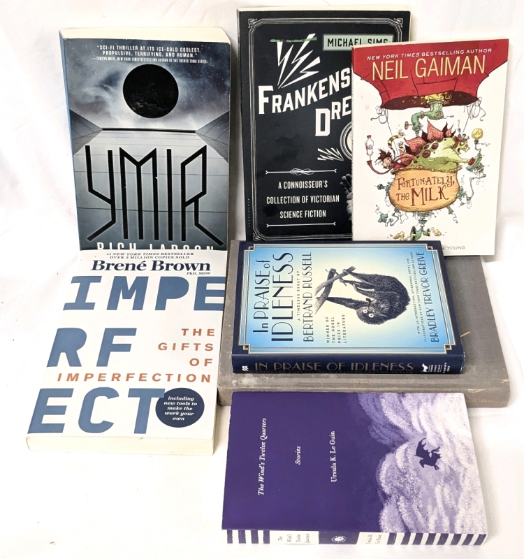 7 New & Not Books | A Light in the Attic by Silverstein, In Praise of Idleness, Fortunately, the Milk by Neil Gaiman, YMIR, The Gift of Imperfection + The Wind's Twelve Quarters by Ursula K. Le Guin