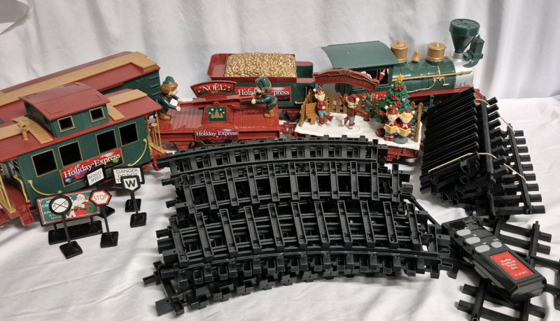 Vintage Holiday Express Radio Control Train Set with Remote and Sounds- Working