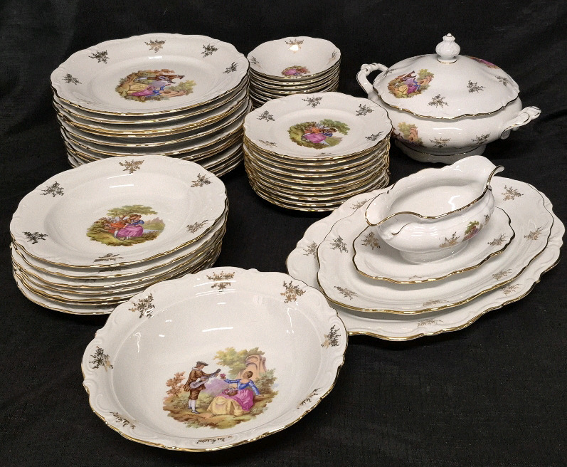 44 Winterling Western Germany Dishes - Victorian Couple Pattern