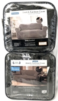 2 New Stretchy Durable Brown Furniture Covers: Home Aesthetics True Fit Stretch Furniture LOVESEAT Cover & GuaranFit Stretch 3-SEATER SOFA Cover