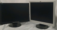 2 VGA-Style Computer Monitors: 20" KDS K-2026MDWB & 19" HP L1906 LCD | Tested for Power | Power Cables Only