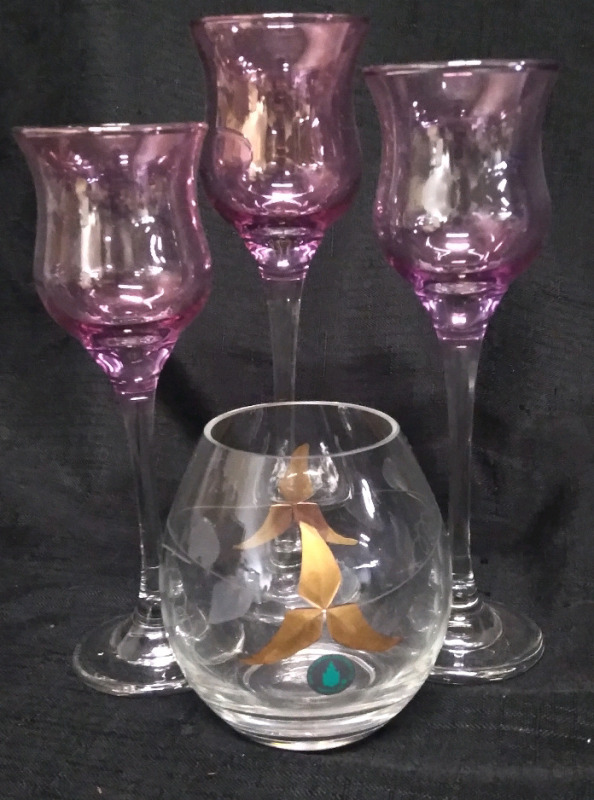 4 Partylite Glasses Of Various Size 4"-7"