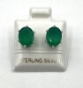 Sterling Silver Natural Green Onyx (3.5ct) Earrings, Retail $350.00. - 2