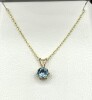 10KT Yellow Gold Natural Blue Topaz (0.50ct) Pendant With Gold Plated Sterling Silver Chain, W/A $580.00. - 2