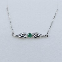 Sterling Silver Natural Emerald (0.25ct) and CZ (0.16ct) Necklace, W/A $645.00. Emerald is the birthstone for May.