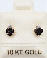 10KT Yellow Gold Natural Garnet (0.60ct) and CZ (0.12ct) Earrings, W/A $370.00.