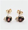 10KT Yellow Gold Natural Garnet (0.60ct) and CZ (0.12ct) Earrings, W/A $370.00. - 4