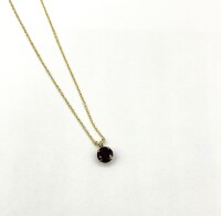 10KT Yellow Gold Natural Garnet (1.65ct) Pendant With Gold Plated Sterling Silver Chain, W/A $730.00. Garnet is the birthstone for January.