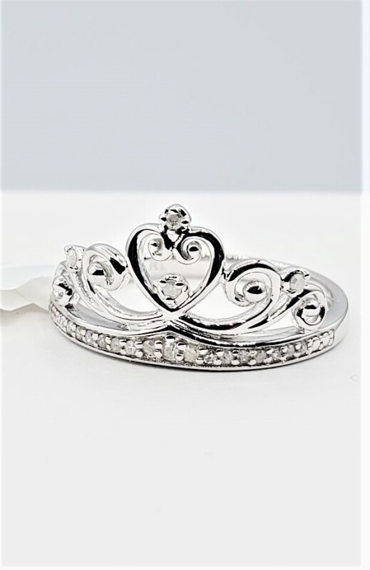 Sterling Silver Diamond (0.12ct) Crown Ring, Size 7, W/A $505.00. Diamond is the birthstone for April.