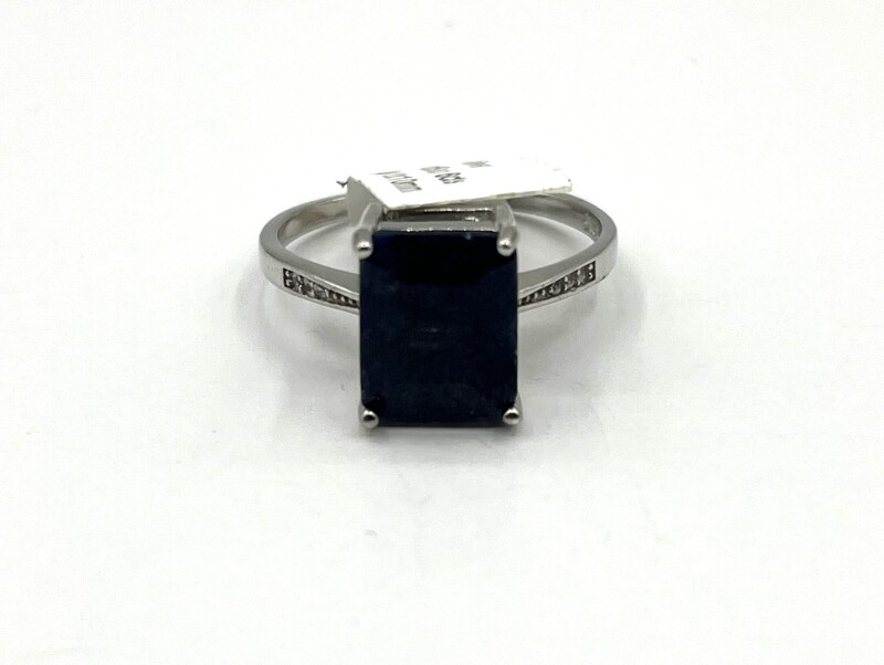 Sterling Silver Natural Dyed Sapphire (5ct) and CZ (0.06ct) Ring, Size 8, W/A $455.00. Sapphire is the birthstone for September.