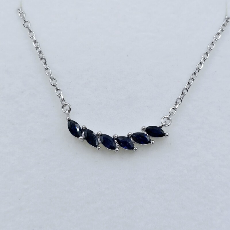 Sterling Silver Natural Blue Sapphire (1ct) Necklace, W/A $600.00. Sapphire is the birthstone for September.