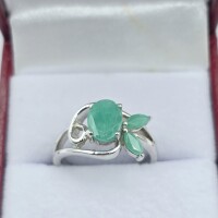 Sterling Silver Natural Emerald (1.2ct) Ring, Size 6, W/A $460.00. Emerald is the birthstone for May.