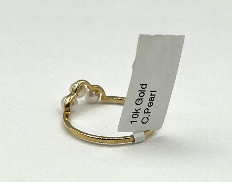 10KT Yellow Gold Cultured Pearl 3.5-3.4mm Ring, Size 6, W/A $880.00.