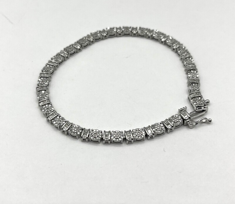 Sterling Silver Natural Diamond (0.07ct) Bracelet, W/A $855.00. Diamond is the birthstone for April.