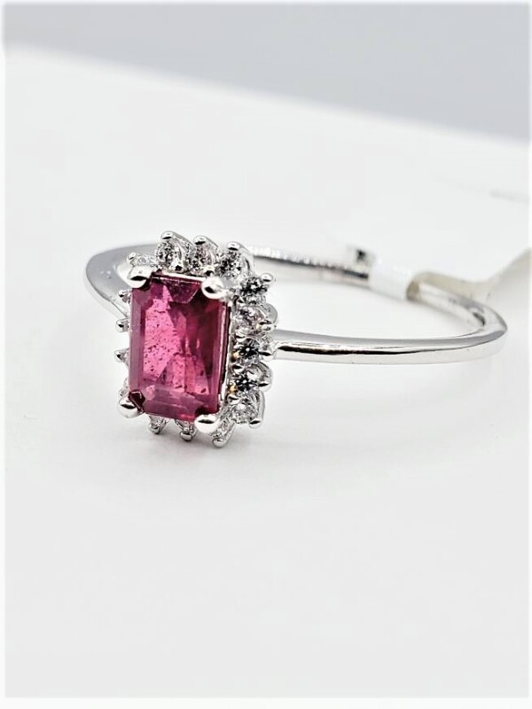 Sterling Silver Natural Enhanced Ruby (0.70ct) and CZ (0.10ct) Ring, Size 7.5, W/A $330.00. Ruby is the birthstone for July.