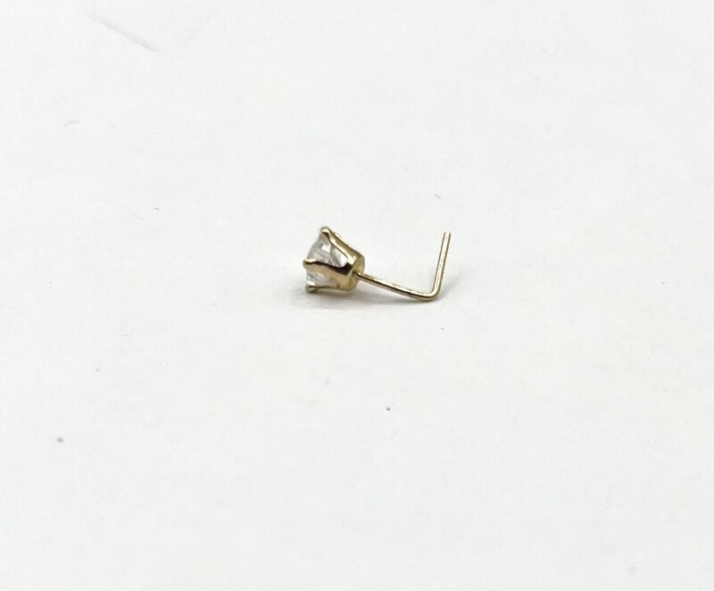 14KT Yellow Gold CZ Nose Pin, Retail $200.00.