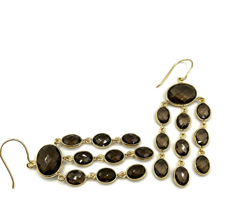 Sterling Silver Natural Smoky Quartz (23ct) Drop Style Earrings, W/A $835.00.